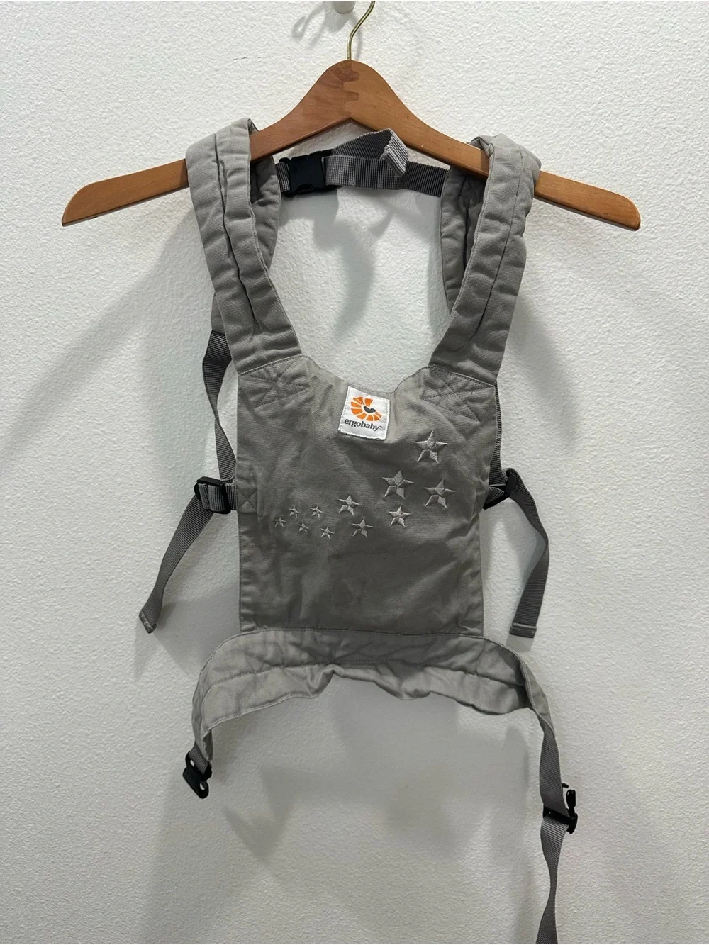 Ergobaby Gray Star Embroidered Baby doll toy - Neutral Gray GUC dolls play